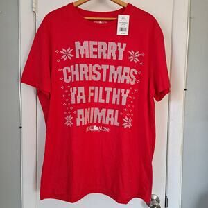 Home Alone 2X Merry Christmas Ya Filthy Animal Graphic T-Shirt Red NWT